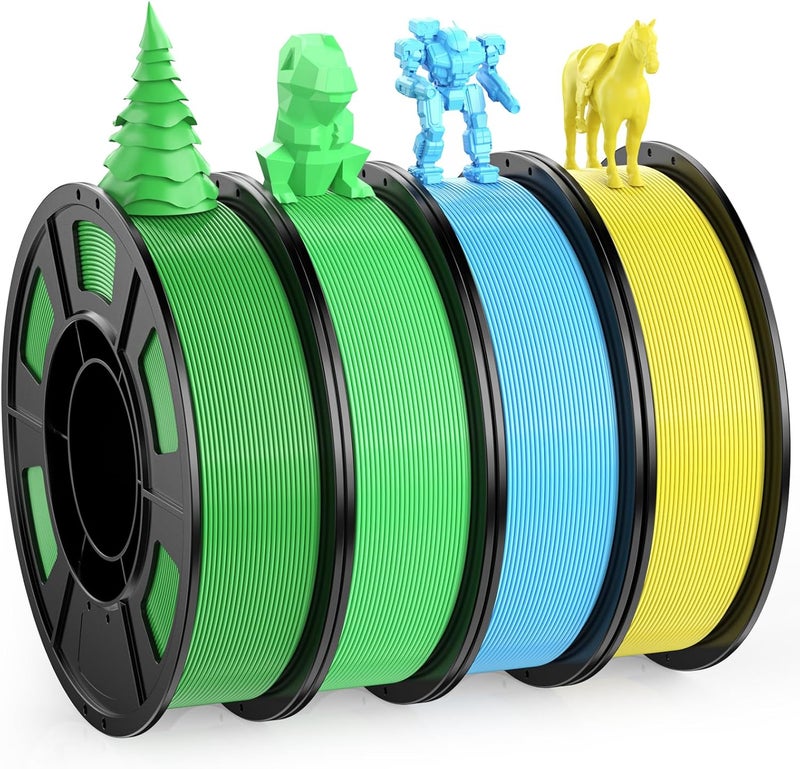 HEPHI3D 3D Printer Filament Bundle 250g X 4 Spools, PLA Filament 1.75mm 3D Printing Material, Bright Color PLA Filaments Kit for 3D Printer Green/Light-Green/Yellow/Sky Blue, Fit Most 3D Printers - Image 1